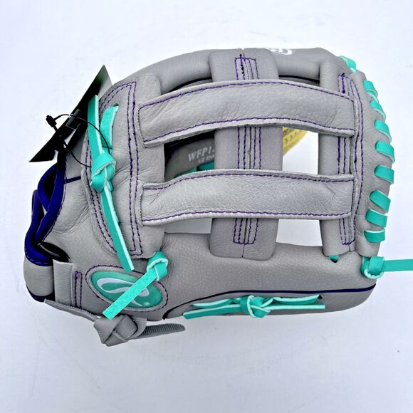 Rawlings Fastpitch Series Youth 12" Softball Glove Gray/Mint, Right WFP12GM-Reg - Picture 3 of 10
